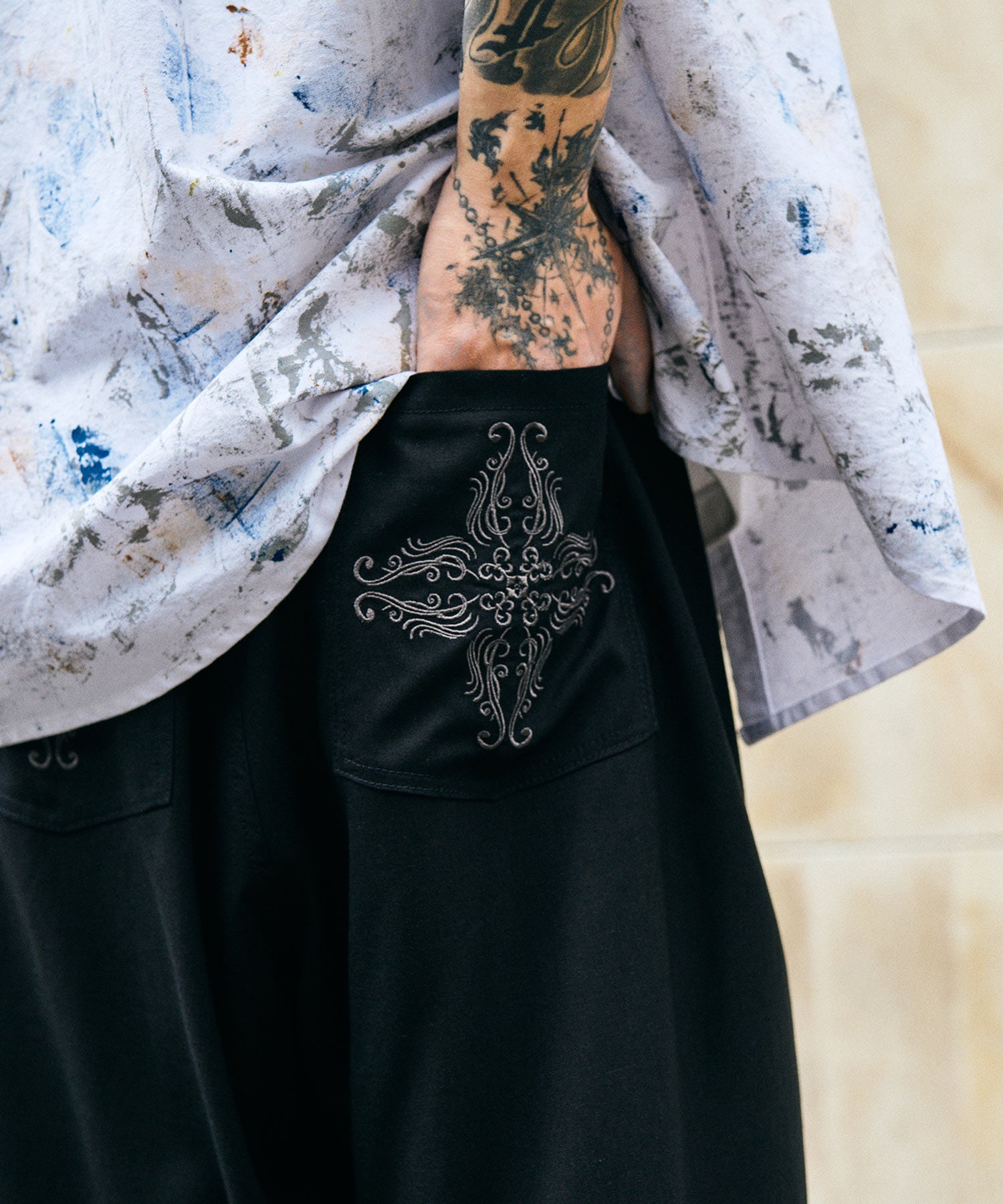 Linen blend baker pants