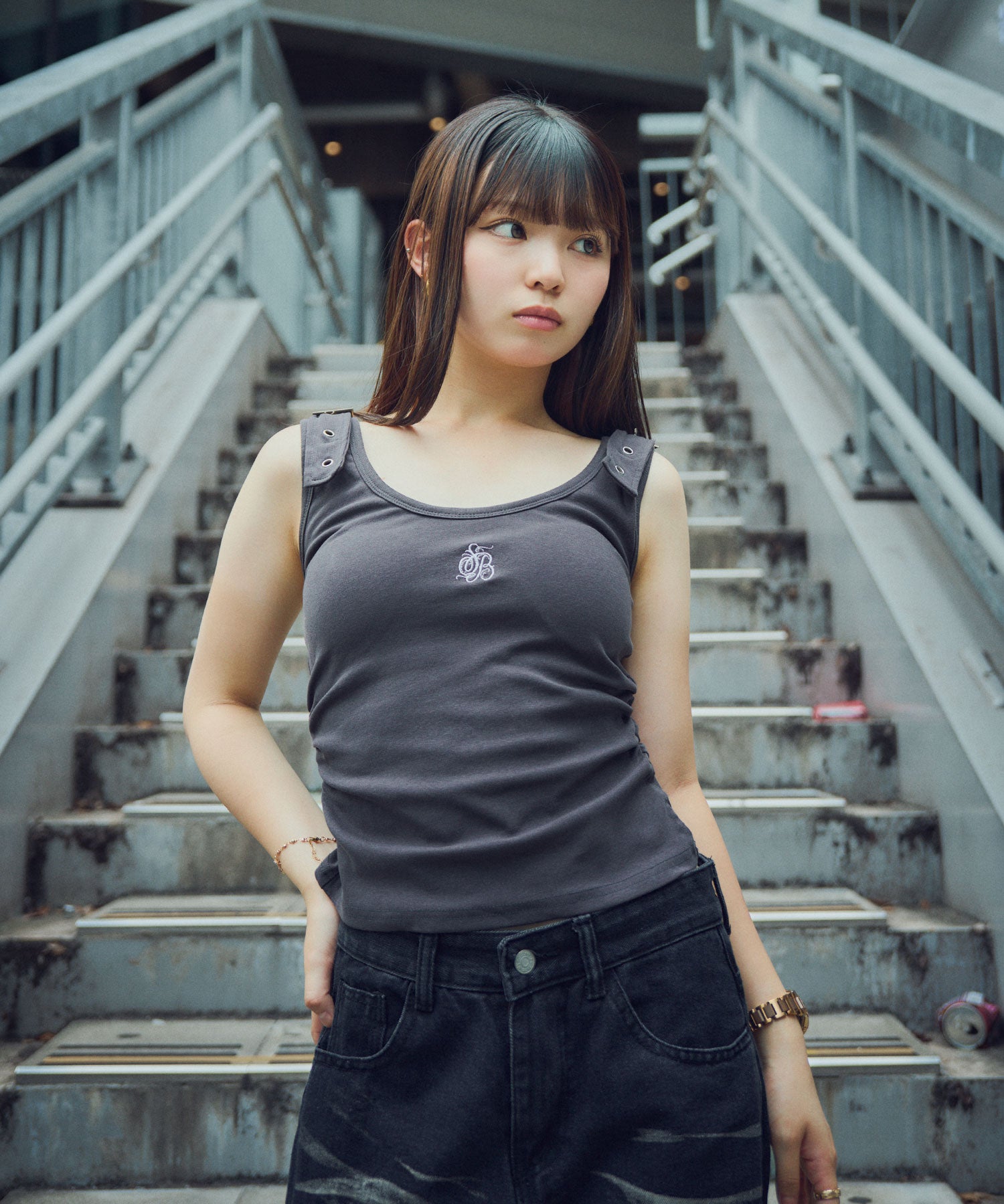 Metal strap tank top