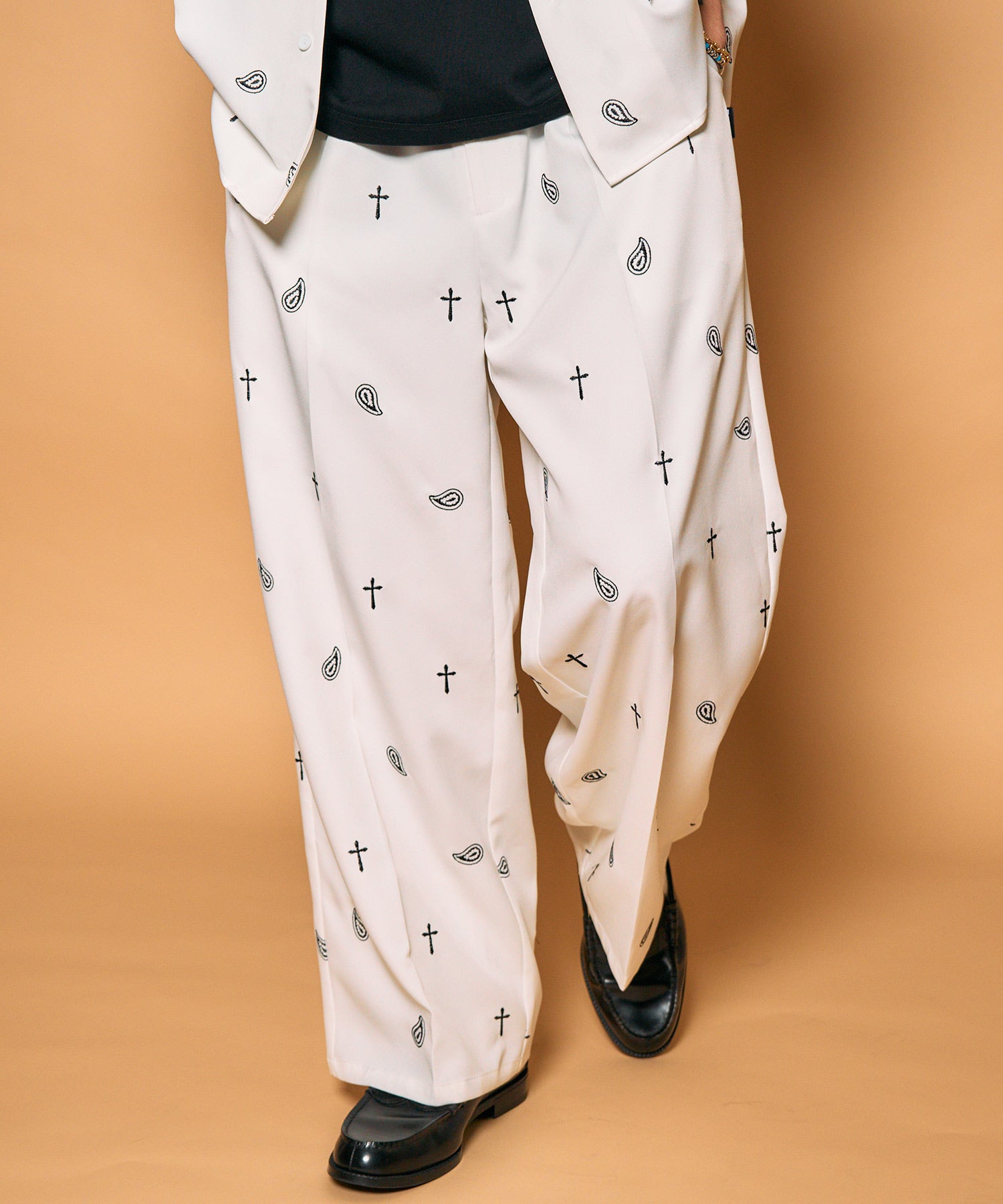 All-over embroidered pants