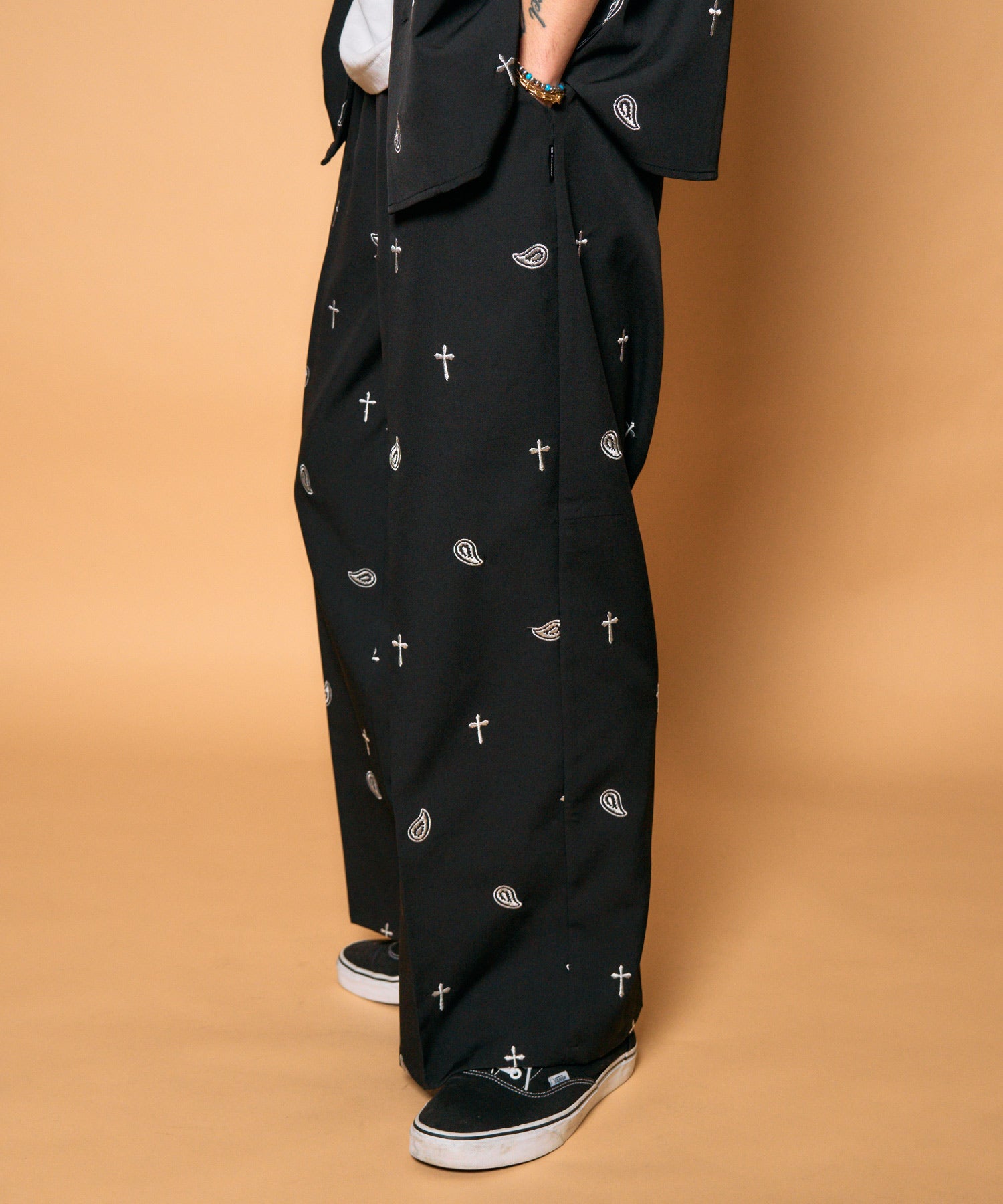 All-over embroidered pants