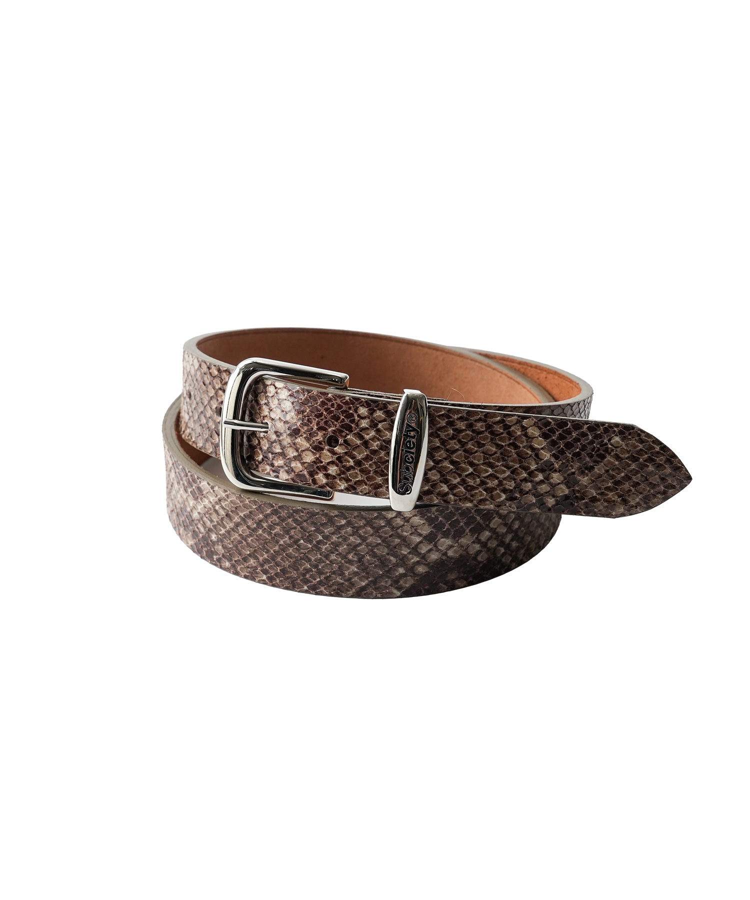 Python stamped leather belt