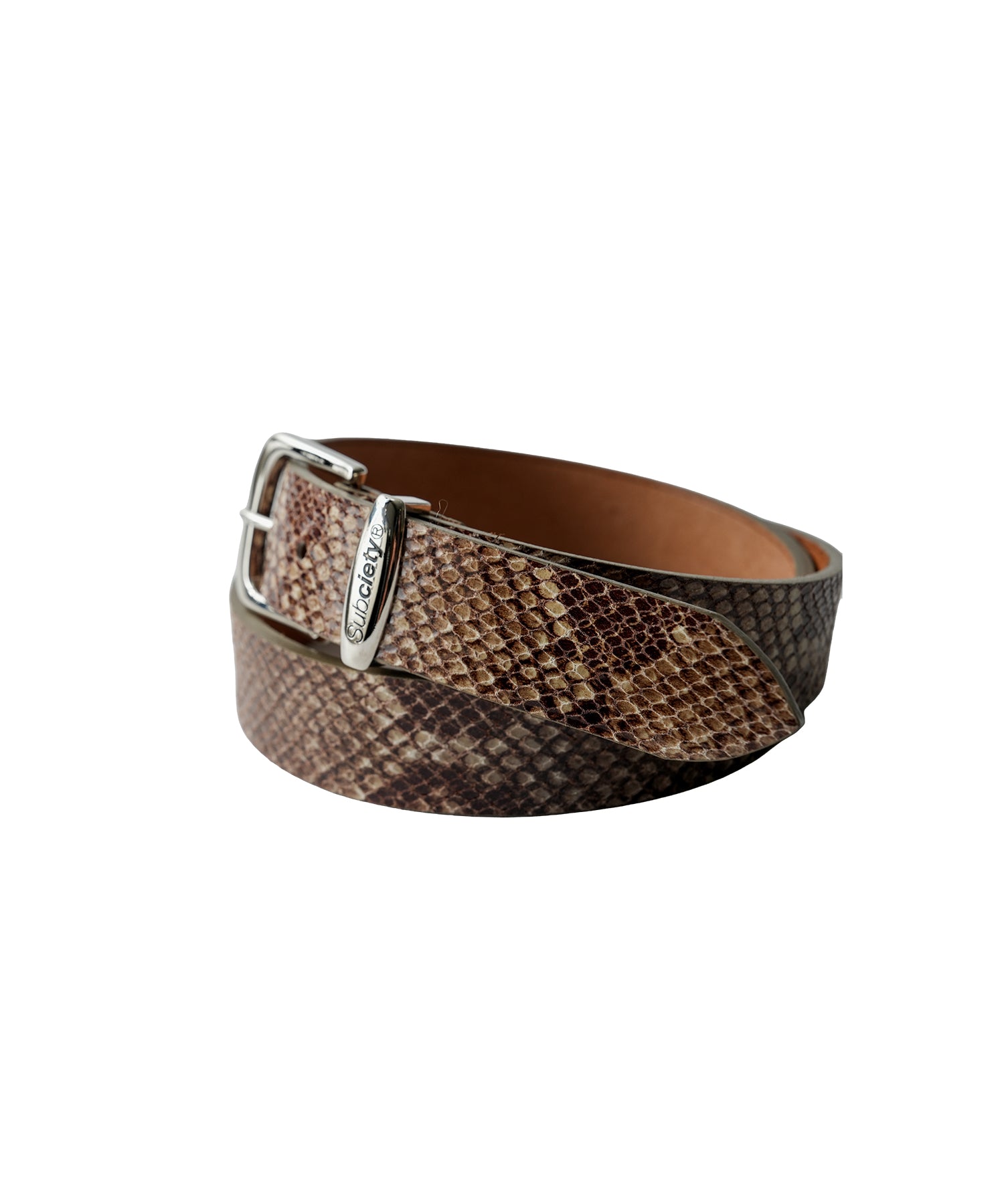 Python stamped leather belt
