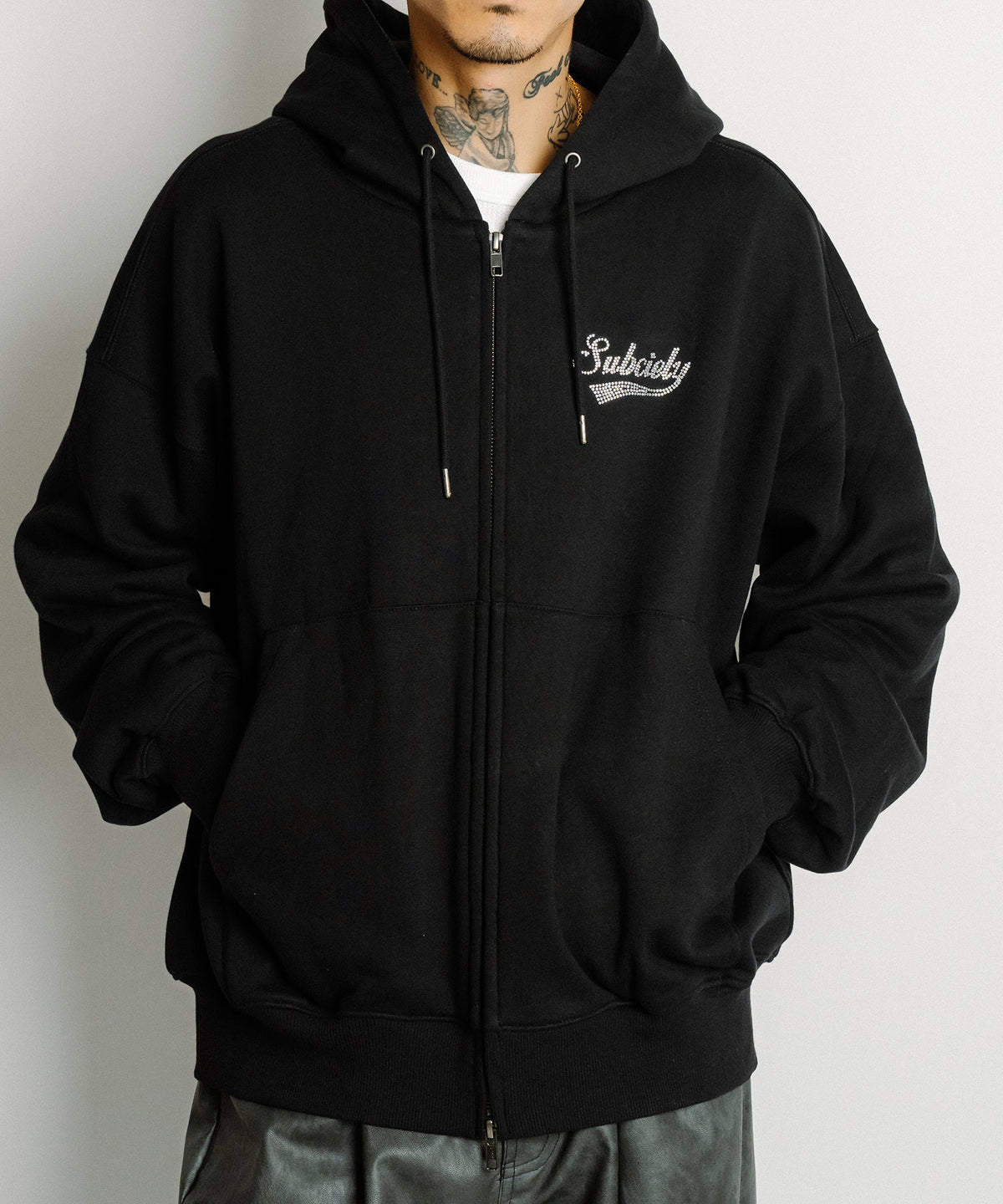 Rhinestone zip hoodie