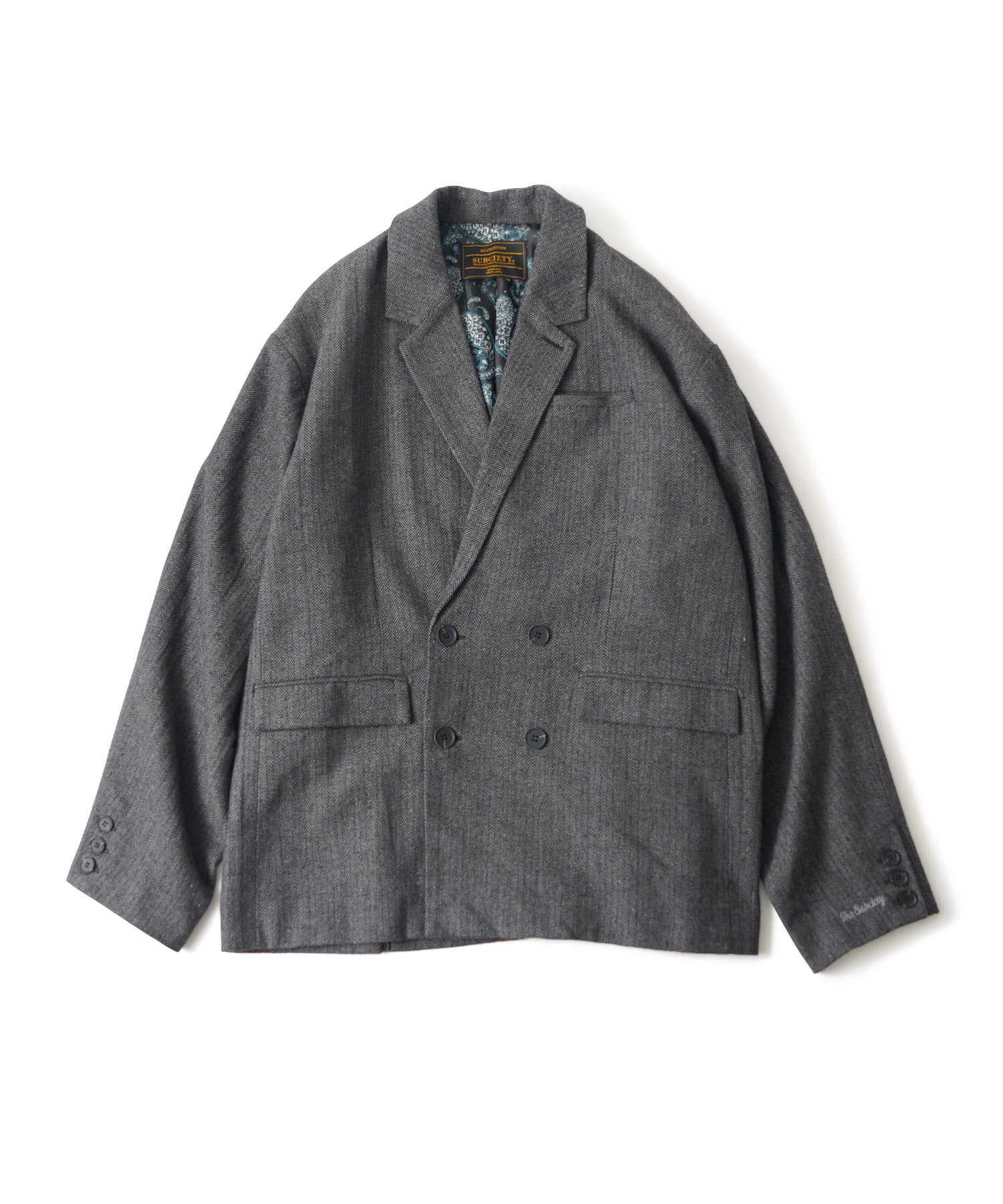 Herringbone double tailored jkt